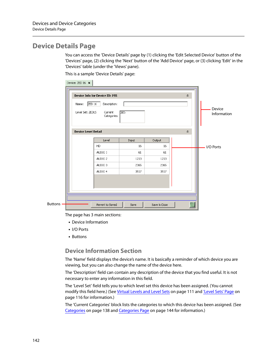 Device information section, Device details page | Grass Valley NV9000-SE v.5.0 User Manual | Page 160 / 540