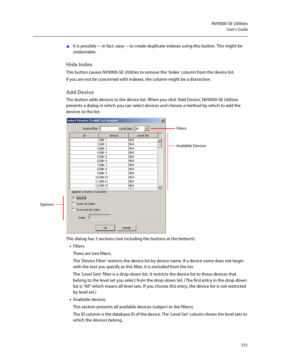 Hide index, Add device | Grass Valley NV9000-SE v.5.0 User Manual | Page 169 / 540