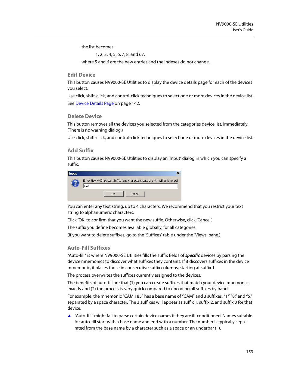 Edit device, Delete device, Add suffix | Auto-fill suffixes | Grass Valley NV9000-SE v.5.0 User Manual | Page 171 / 540