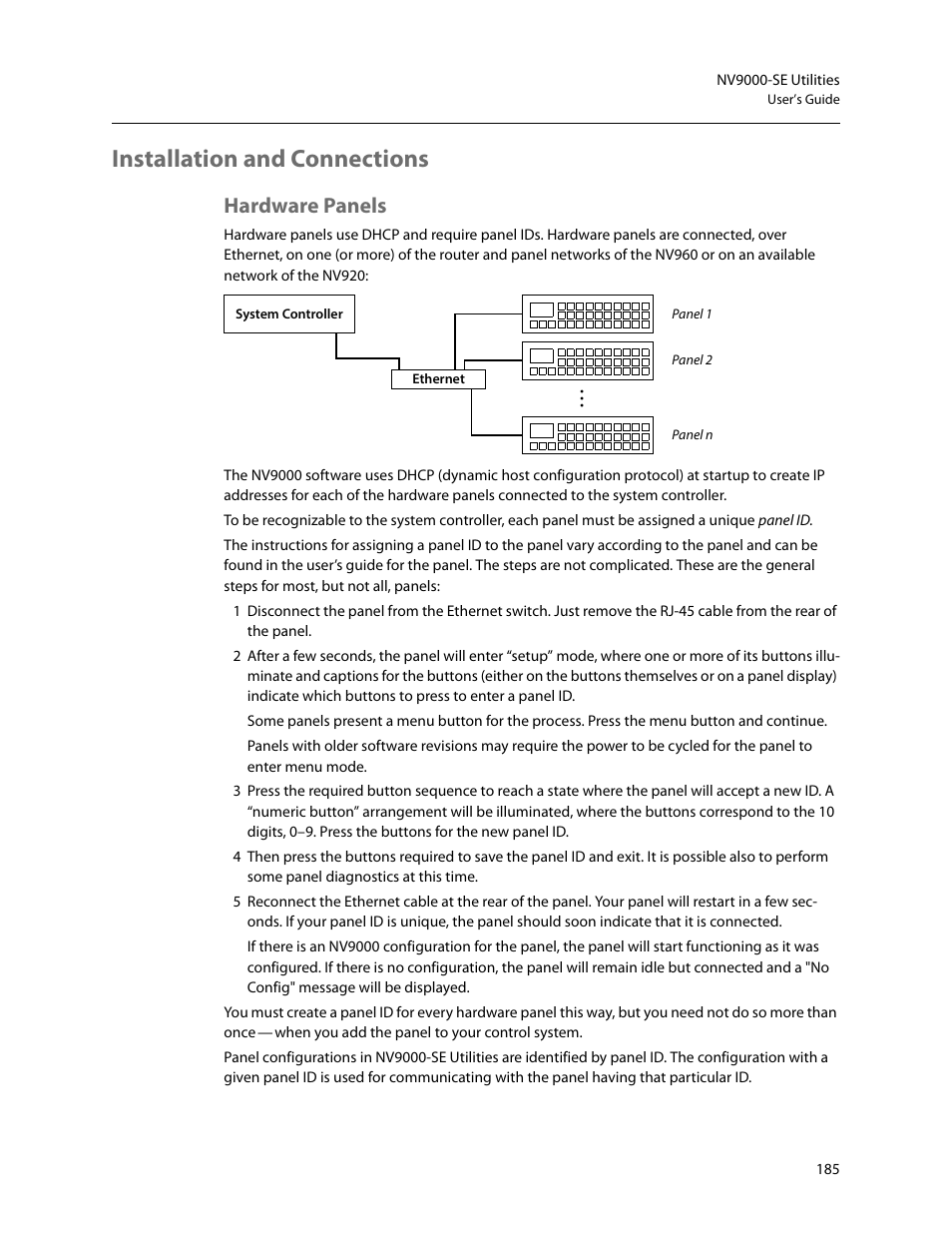 Installation and connections, Hardware panels | Grass Valley NV9000-SE v.5.0 User Manual | Page 203 / 540