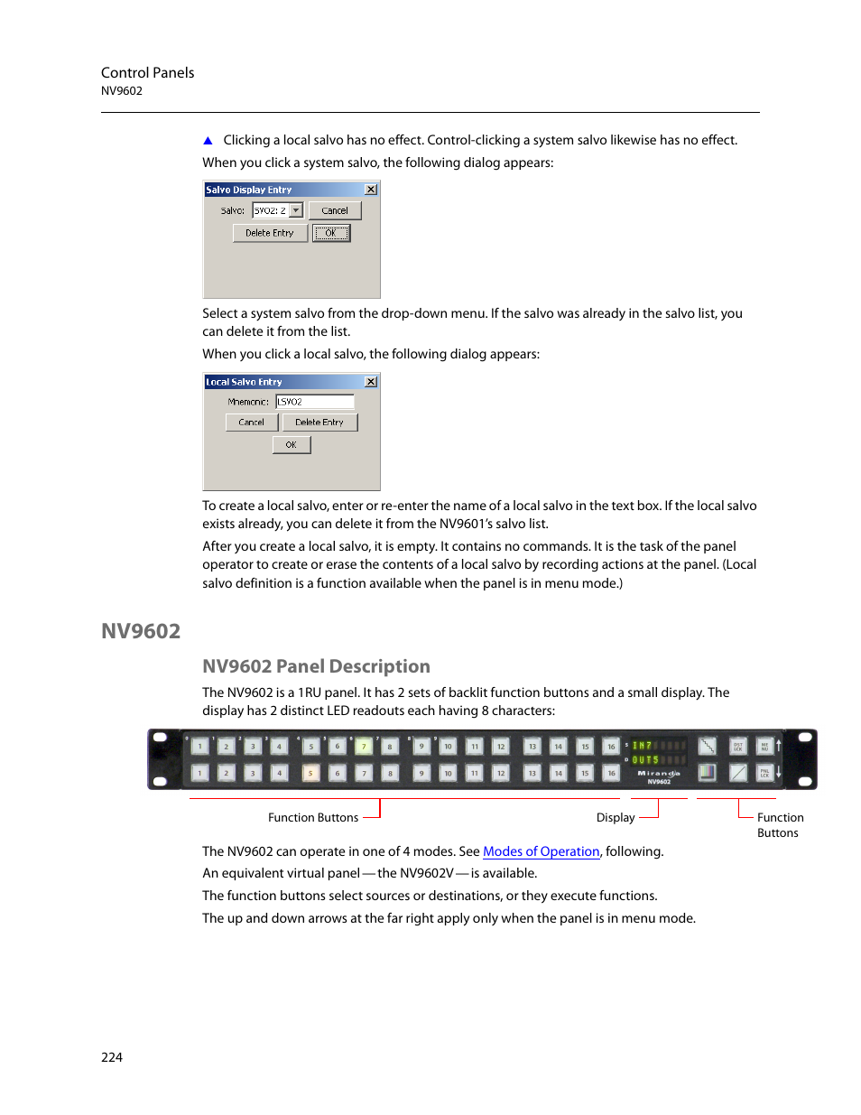 Nv9602, Nv9602 panel description | Grass Valley NV9000-SE v.5.0 User Manual | Page 242 / 540