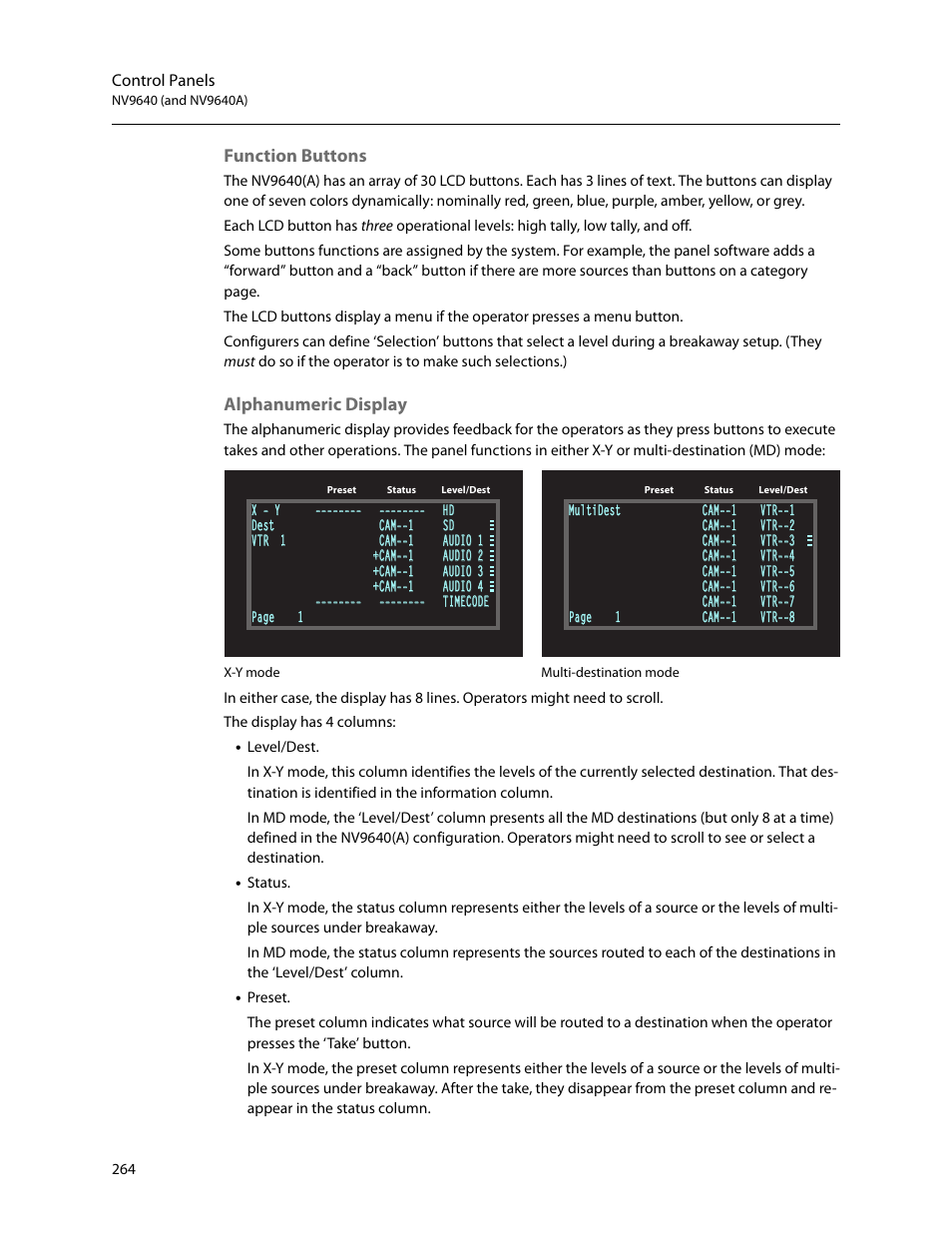 Function buttons, Alphanumeric display | Grass Valley NV9000-SE v.5.0 User Manual | Page 282 / 540