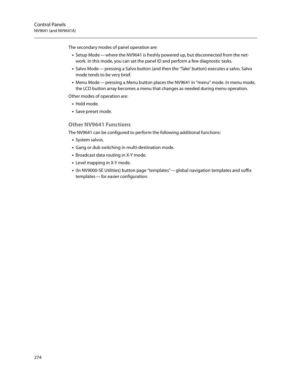 Other nv9641 functions | Grass Valley NV9000-SE v.5.0 User Manual | Page 292 / 540