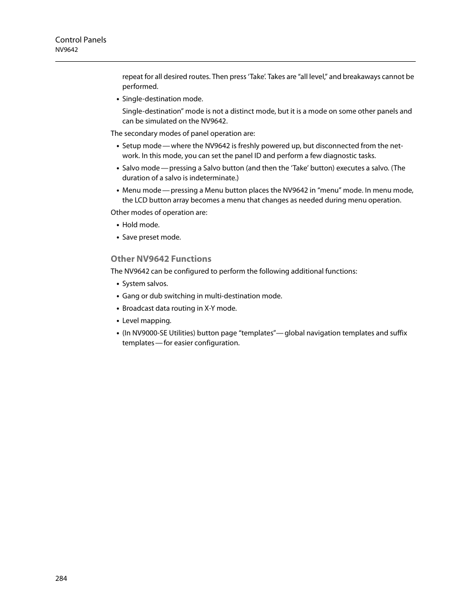 Other nv9642 functions | Grass Valley NV9000-SE v.5.0 User Manual | Page 302 / 540