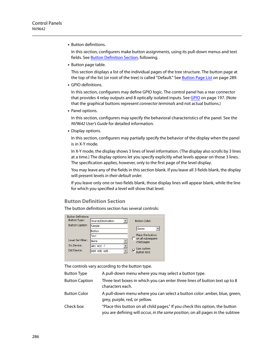 Button definition section | Grass Valley NV9000-SE v.5.0 User Manual | Page 304 / 540