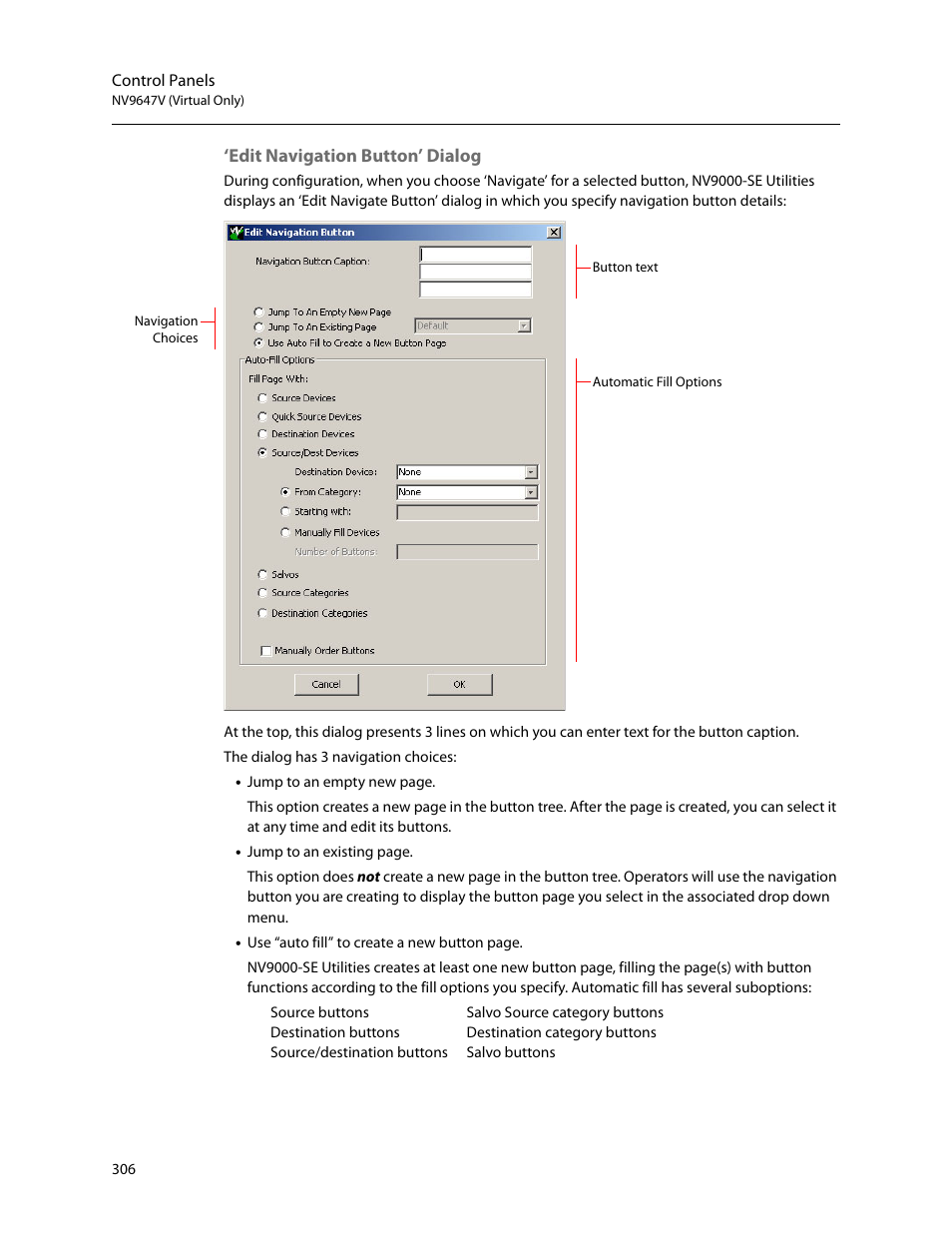 Edit navigation button’ dialog | Grass Valley NV9000-SE v.5.0 User Manual | Page 324 / 540