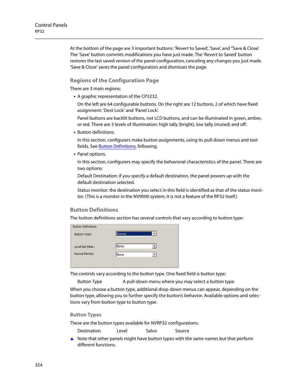 Button definitions | Grass Valley NV9000-SE v.5.0 User Manual | Page 372 / 540