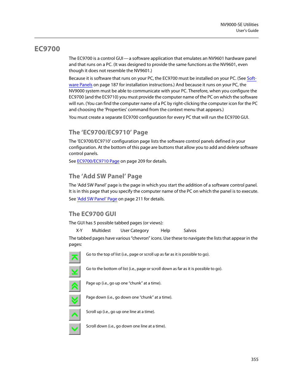 Ec9700, The ec9700 gui, The ‘add sw panel’ page | Grass Valley NV9000-SE v.5.0 User Manual | Page 373 / 540