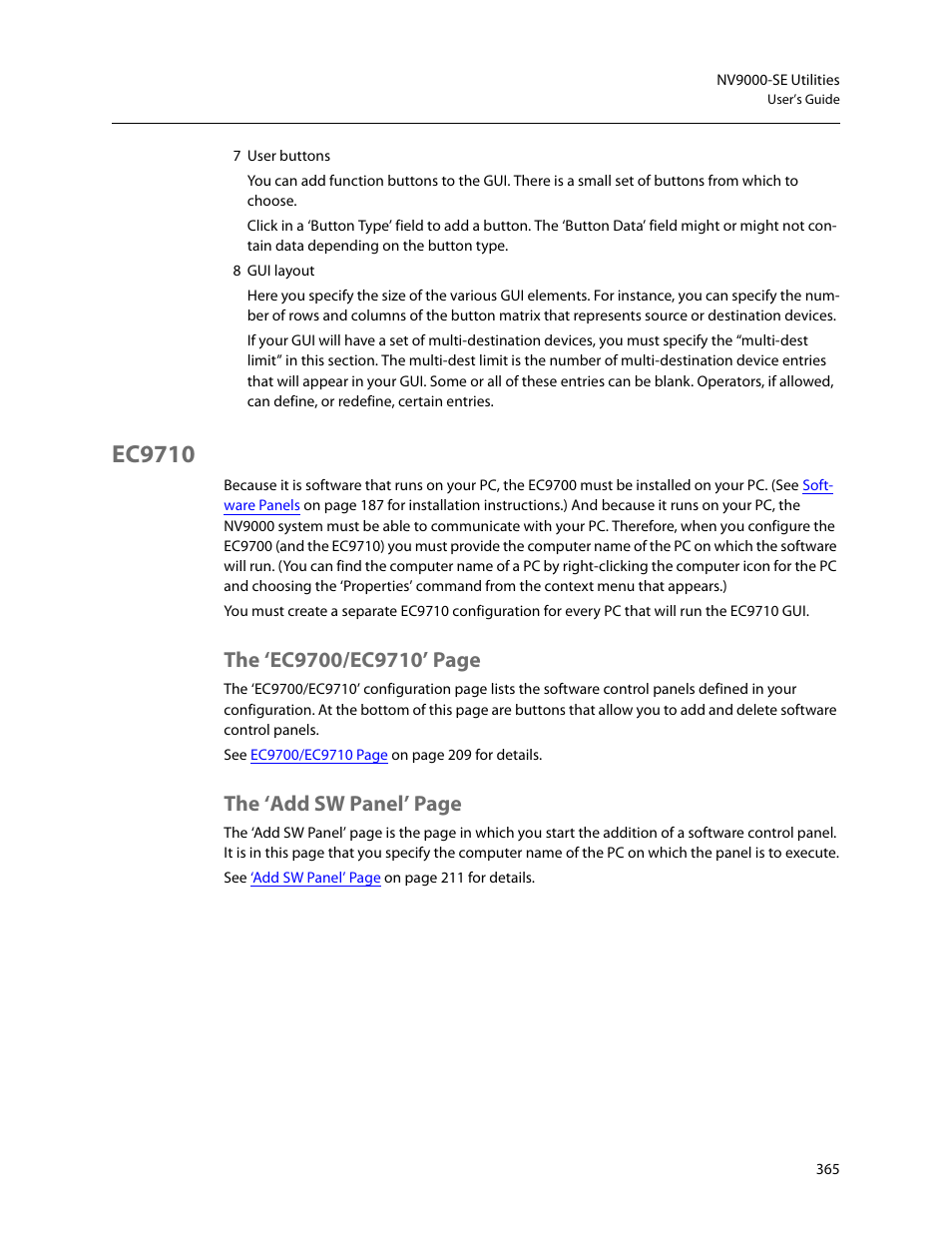 Ec9710, The ‘add sw panel’ page | Grass Valley NV9000-SE v.5.0 User Manual | Page 383 / 540