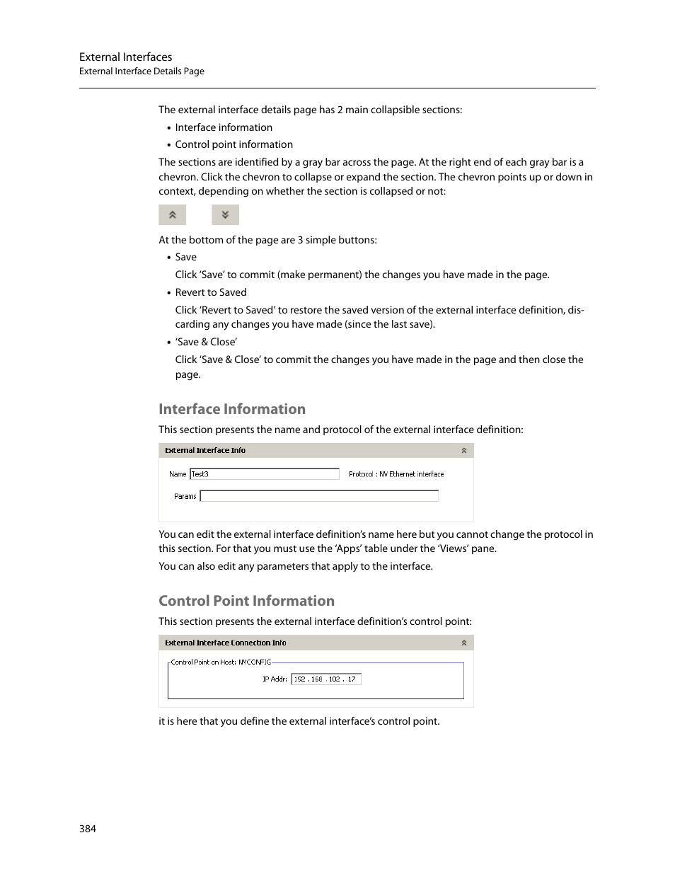 Interface information, Control point information, Interface information control point information | Grass Valley NV9000-SE v.5.0 User Manual | Page 402 / 540