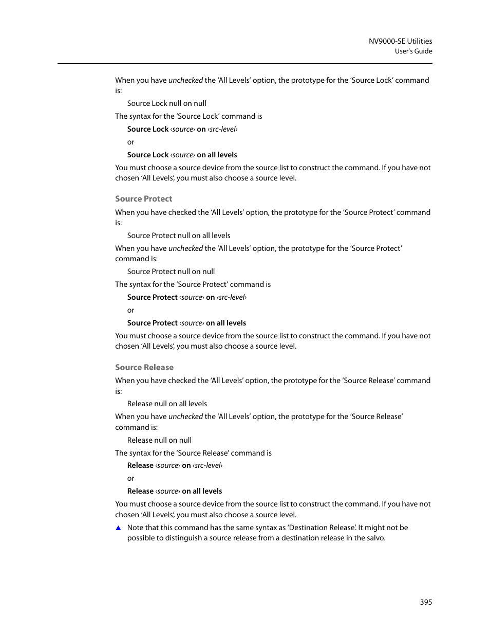 Source protect, Source release | Grass Valley NV9000-SE v.5.0 User Manual | Page 413 / 540