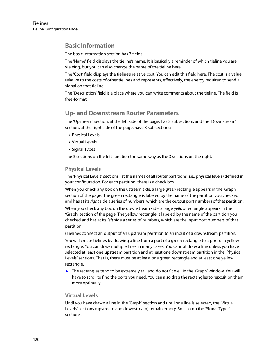 Basic information, Up- and downstream router parameters, Physical levels | Virtual levels | Grass Valley NV9000-SE v.5.0 User Manual | Page 438 / 540