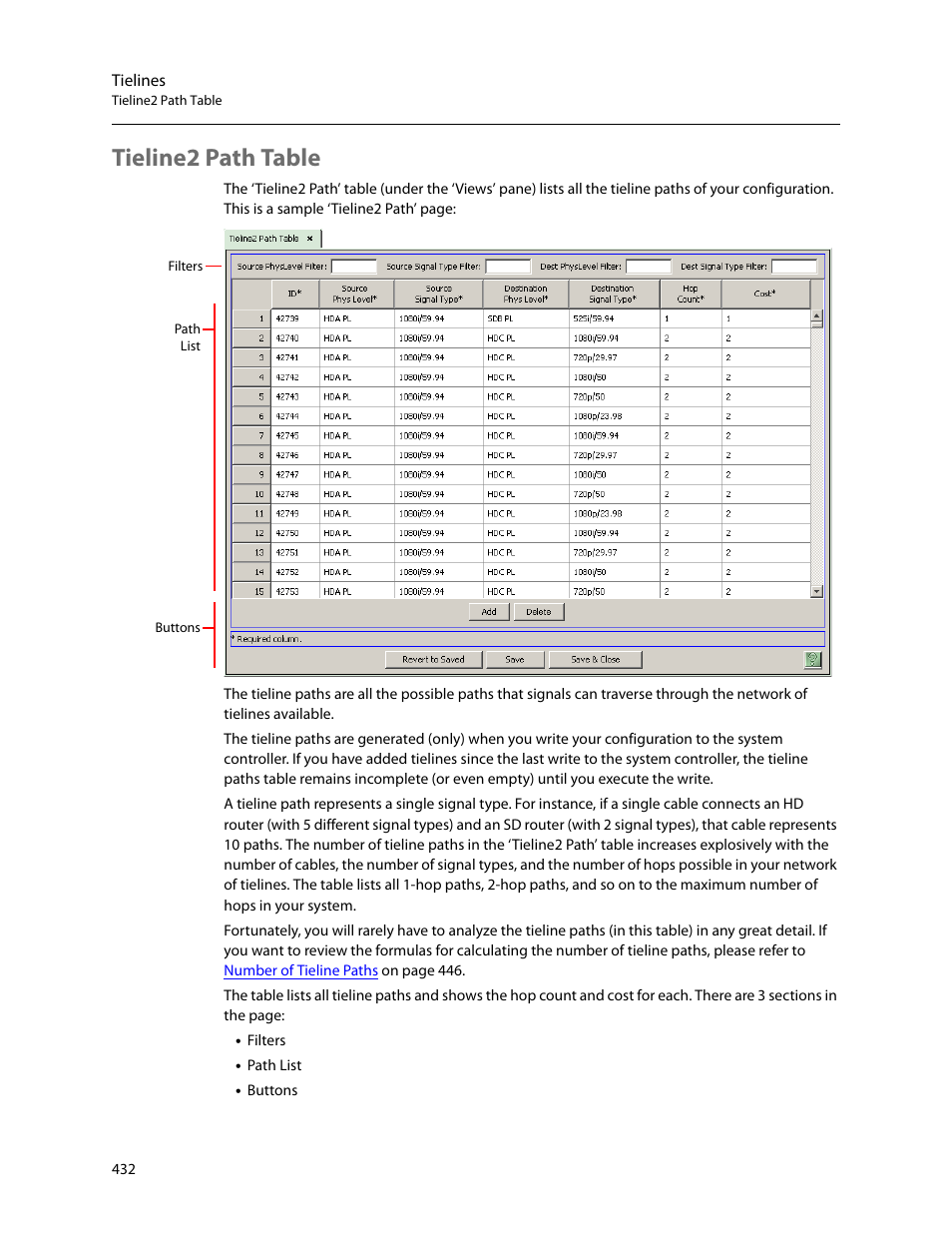 Tieline2 path table | Grass Valley NV9000-SE v.5.0 User Manual | Page 450 / 540