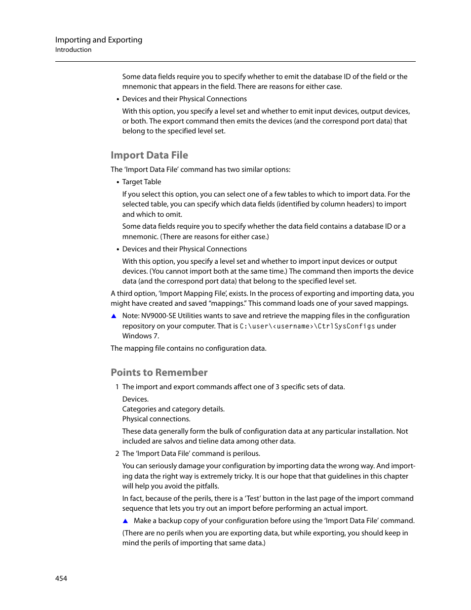 Import data file, Points to remember, Import data file points to remember | Grass Valley NV9000-SE v.5.0 User Manual | Page 472 / 540