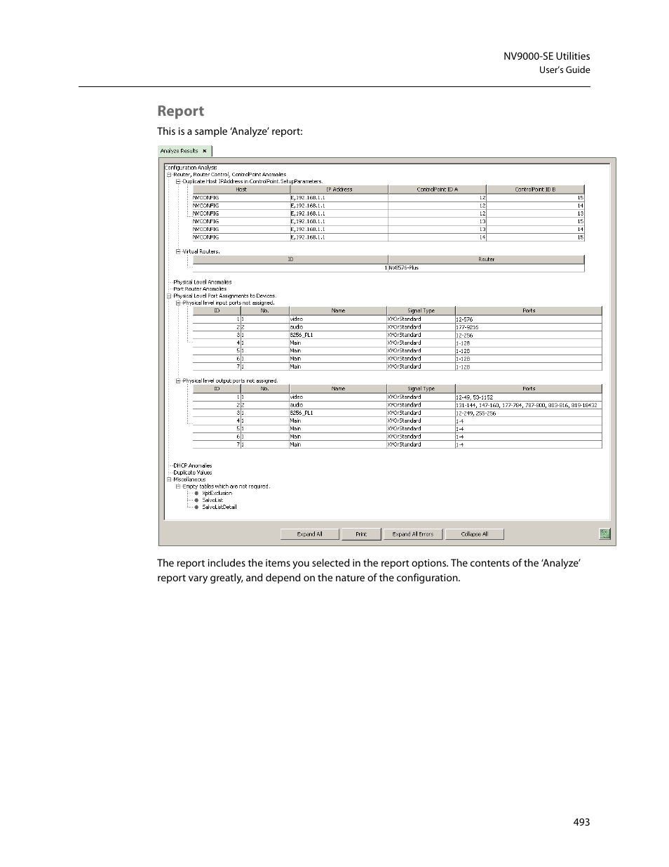 Report | Grass Valley NV9000-SE v.5.0 User Manual | Page 511 / 540