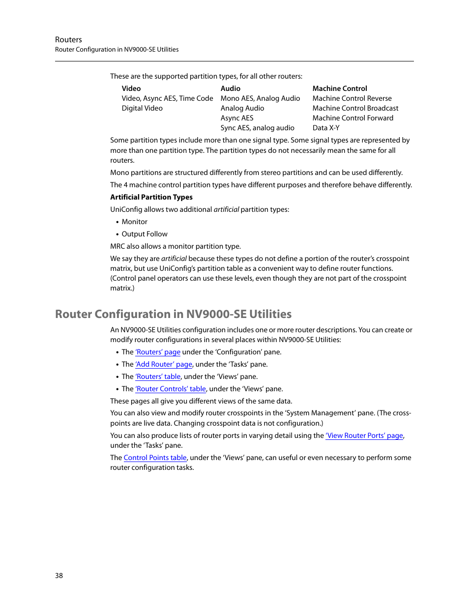 Router configuration in nv9000-se utilities | Grass Valley NV9000-SE v.5.0 User Manual | Page 56 / 540