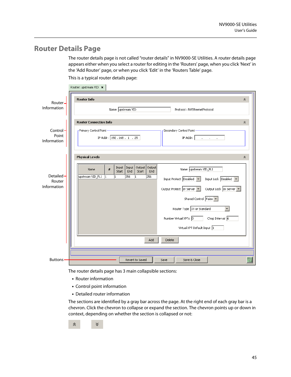 Router details page | Grass Valley NV9000-SE v.5.0 User Manual | Page 63 / 540
