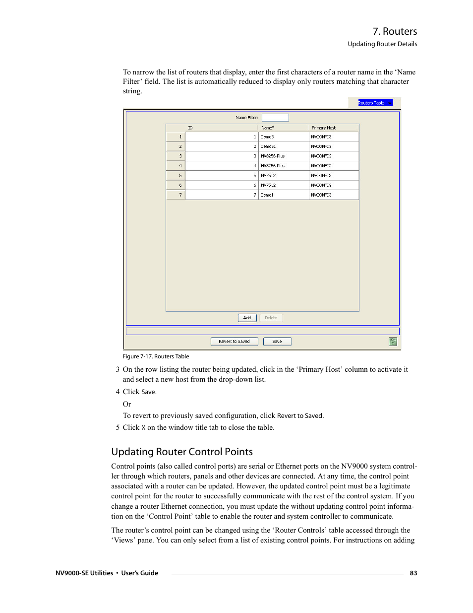 4 click save, Updating router control points, Routers | Grass Valley NV9000-SE v.3.0 User Manual | Page 103 / 590