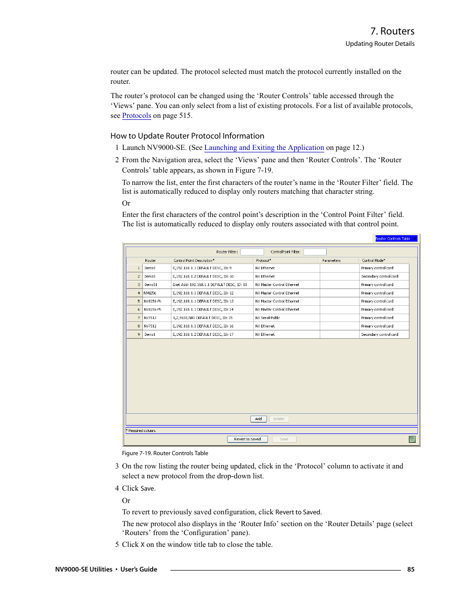 How to update router protocol information, 4 click save, Routers | Grass Valley NV9000-SE v.3.0 User Manual | Page 105 / 590