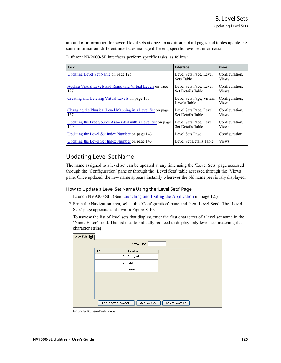 Updating level set name, Level sets | Grass Valley NV9000-SE v.3.0 User Manual | Page 145 / 590