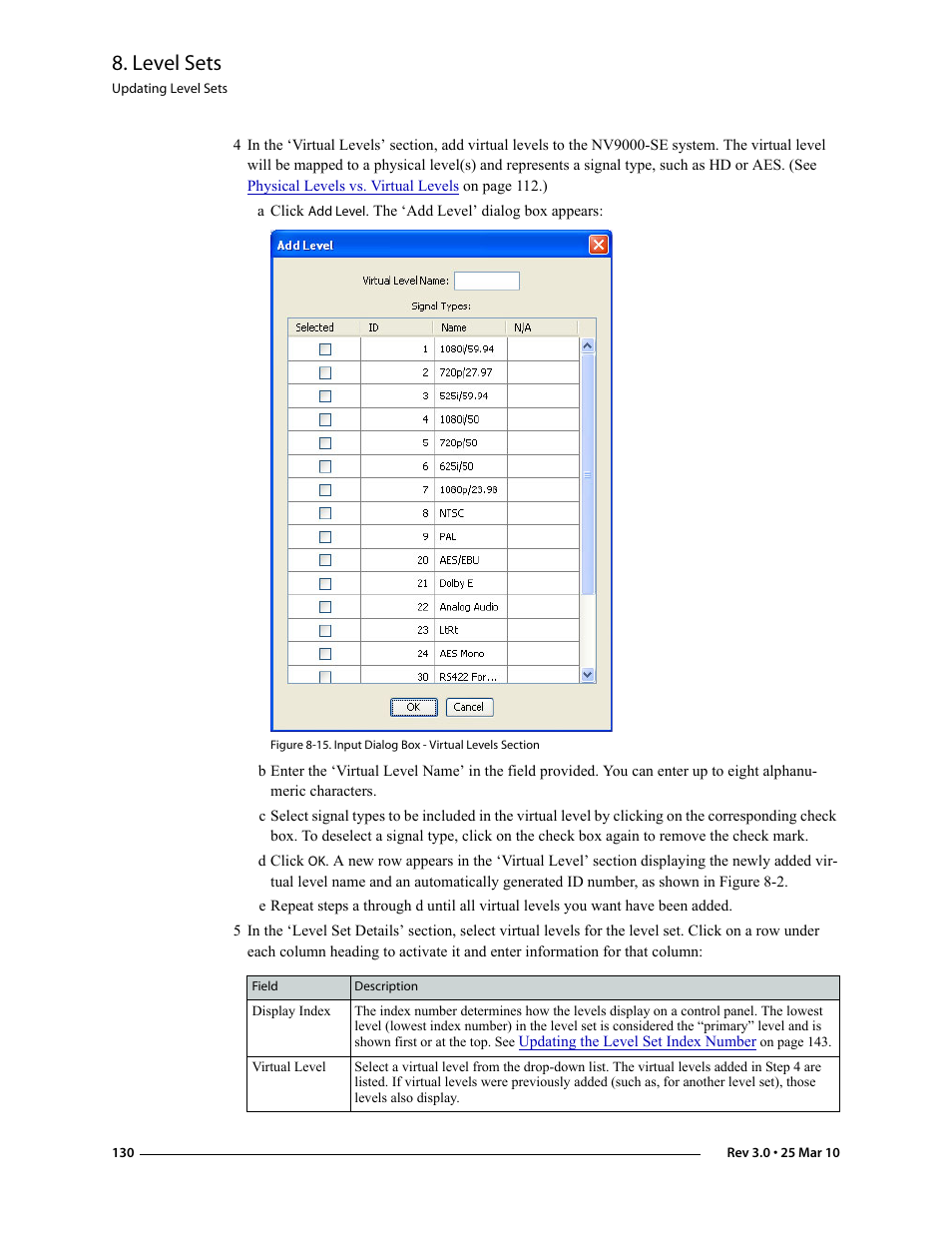 Level sets | Grass Valley NV9000-SE v.3.0 User Manual | Page 150 / 590