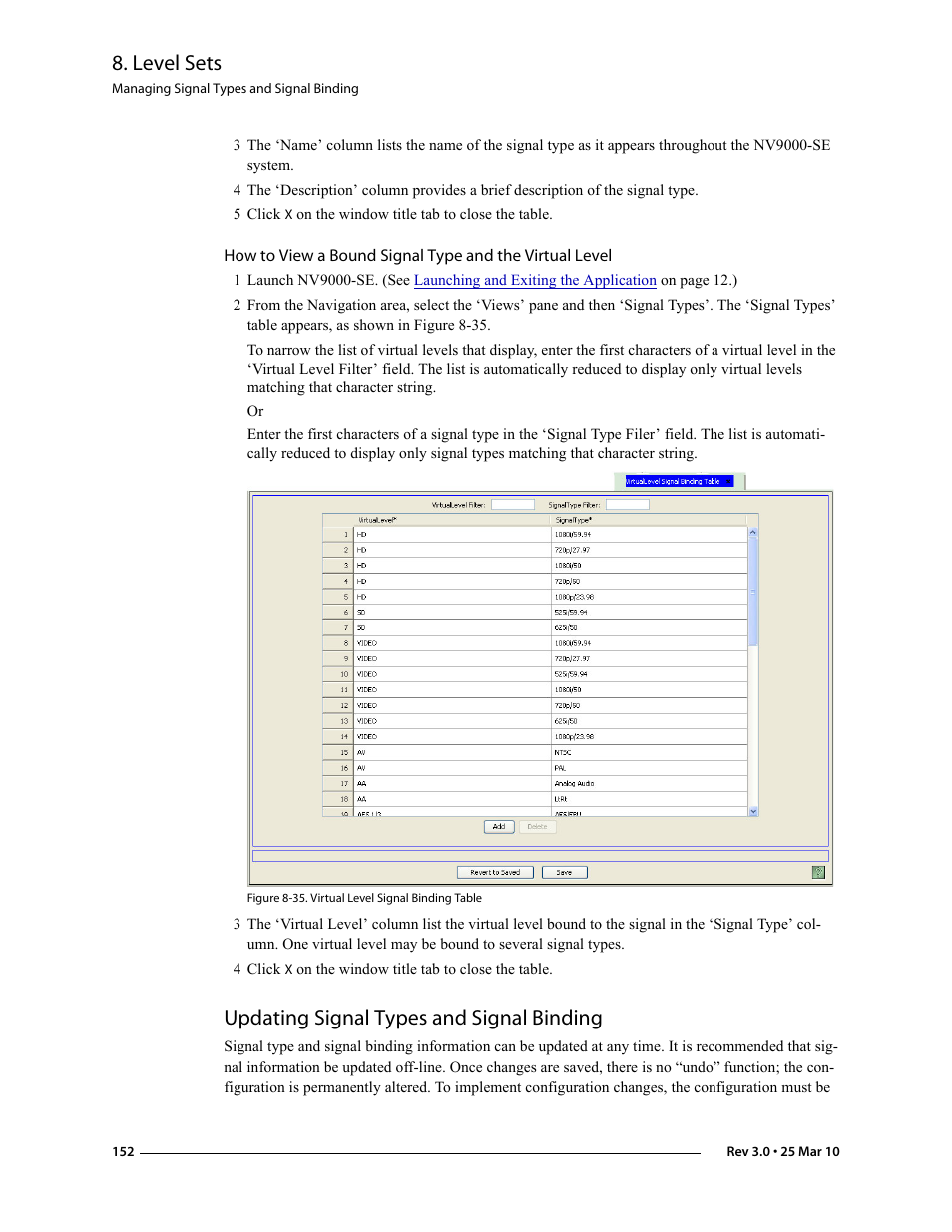 Updating signal types and signal binding, Level sets | Grass Valley NV9000-SE v.3.0 User Manual | Page 172 / 590