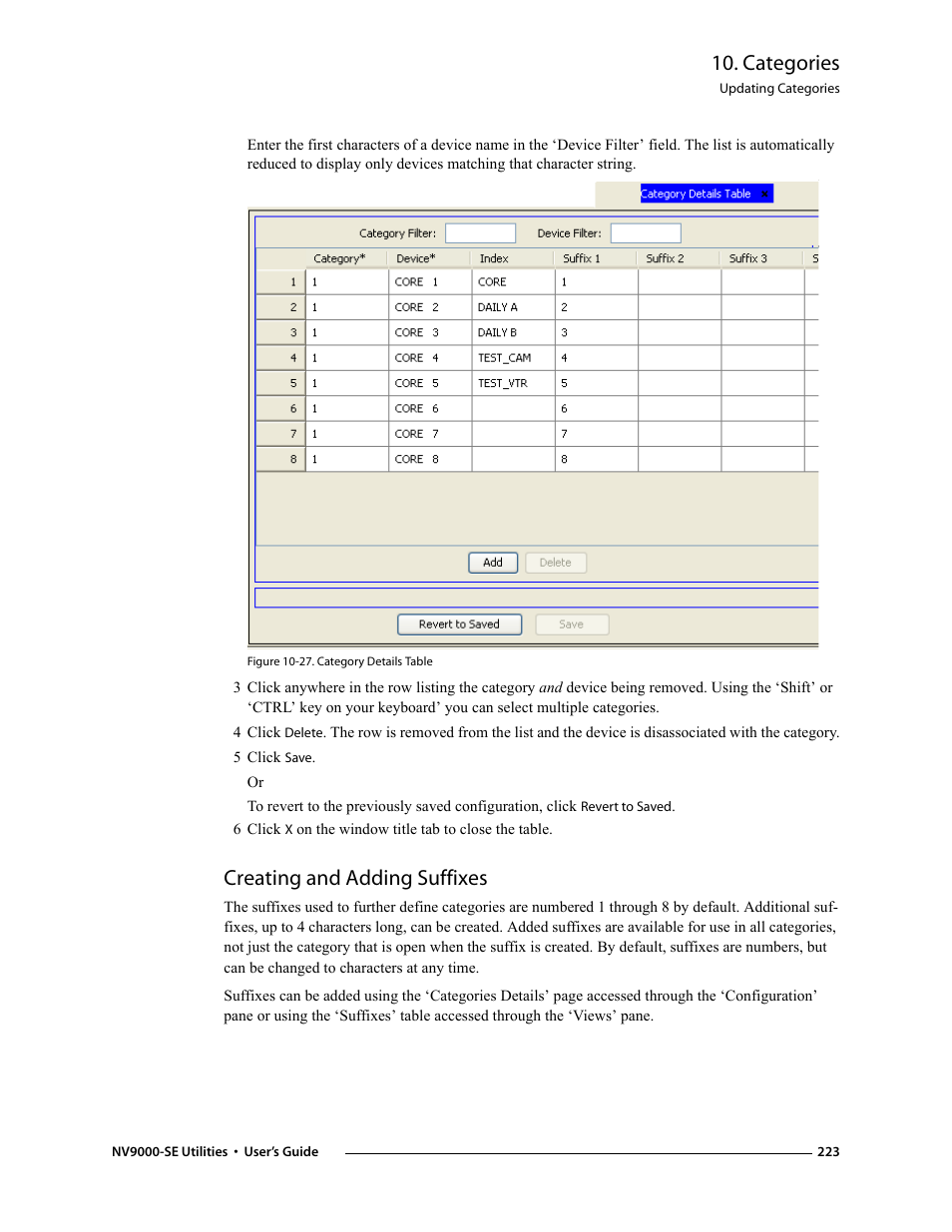5 click save, Creating and adding suffixes, Creating and | Adding suffixes, Categories | Grass Valley NV9000-SE v.3.0 User Manual | Page 243 / 590