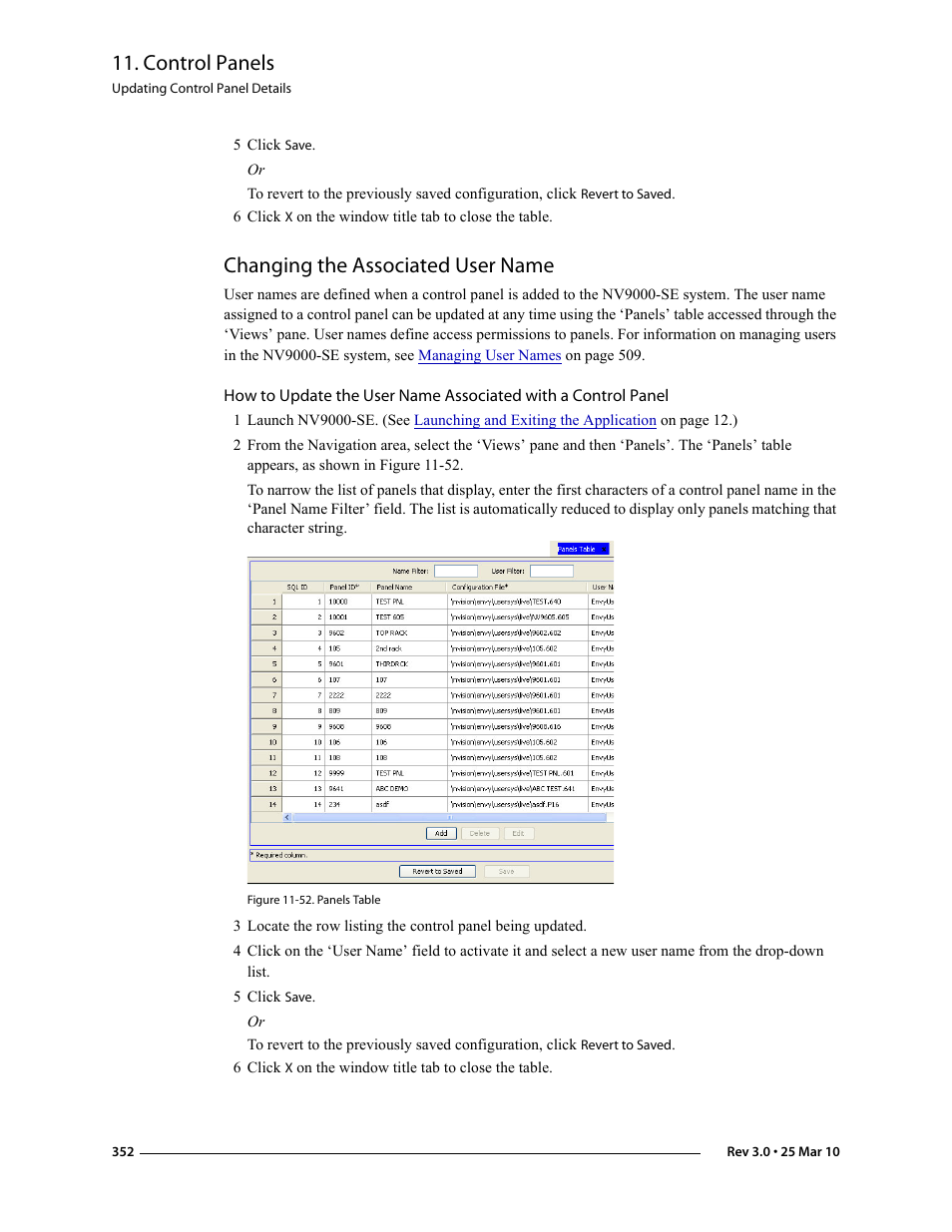 5 click save, Changing the associated user name, Control panels | Grass Valley NV9000-SE v.3.0 User Manual | Page 372 / 590