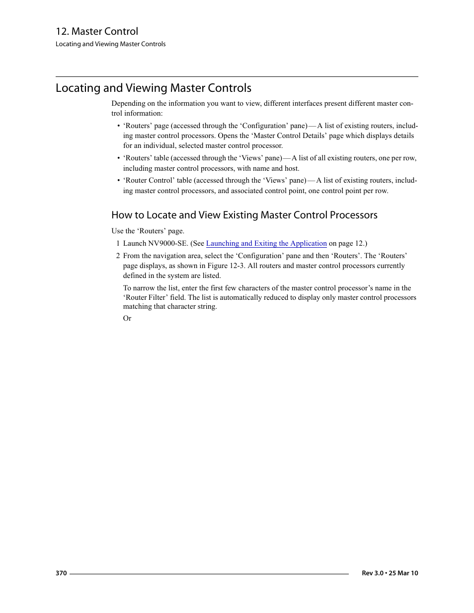 Locating and viewing master controls, Master control | Grass Valley NV9000-SE v.3.0 User Manual | Page 390 / 590