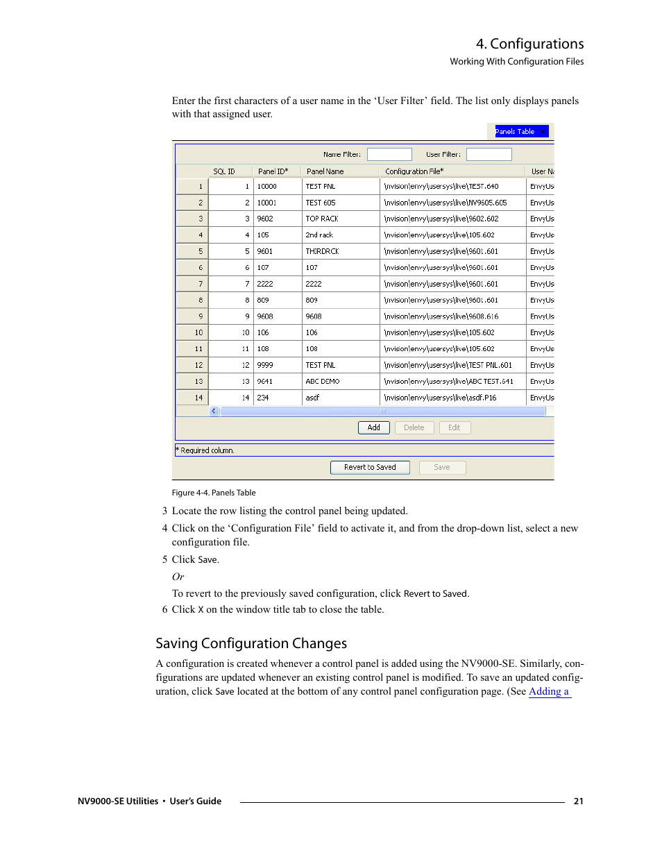 5 click save, Saving configuration changes, N in figure 4-4 | Configurations | Grass Valley NV9000-SE v.3.0 User Manual | Page 41 / 590