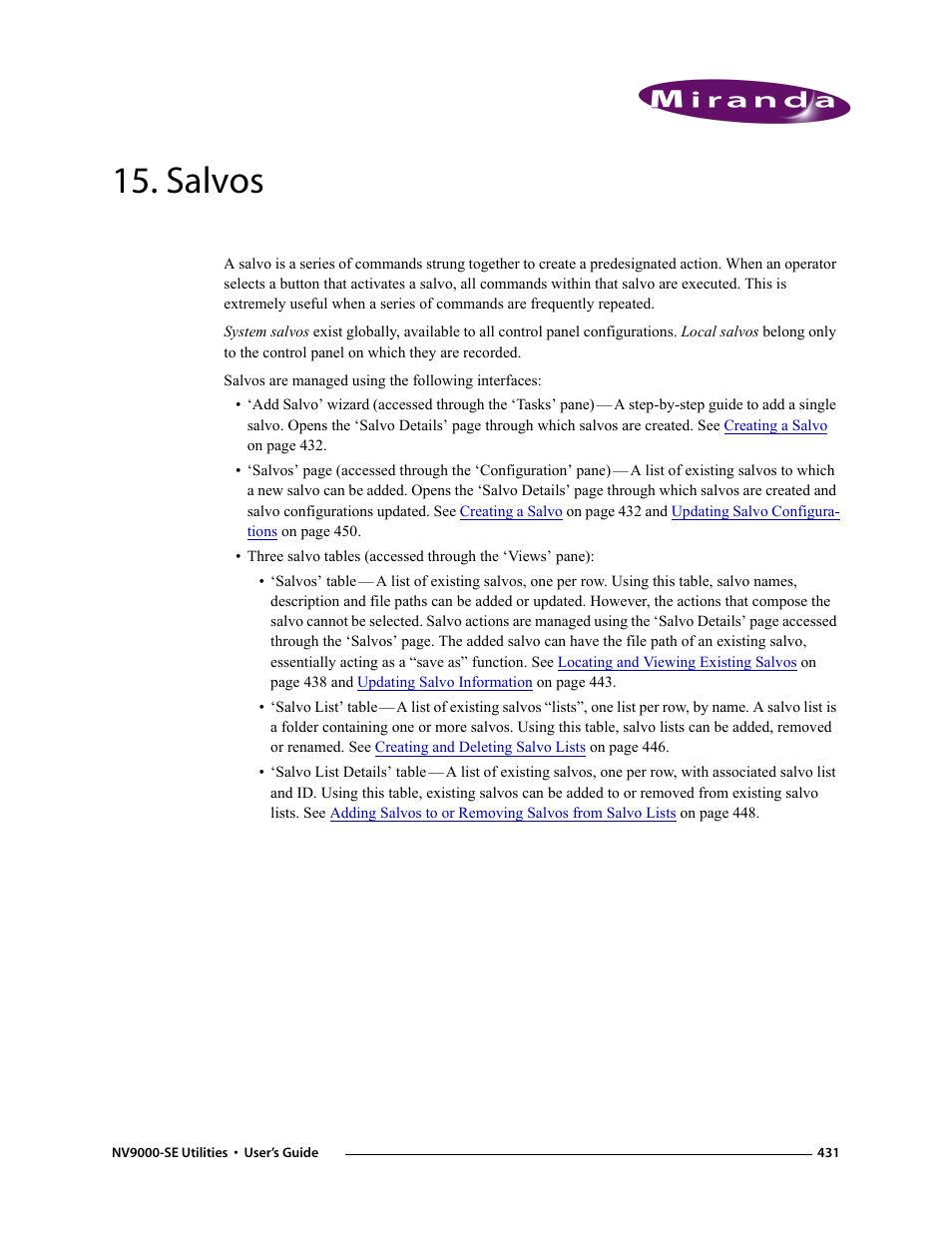 Salvos, Chapter 15 | Grass Valley NV9000-SE v.3.0 User Manual | Page 451 / 590