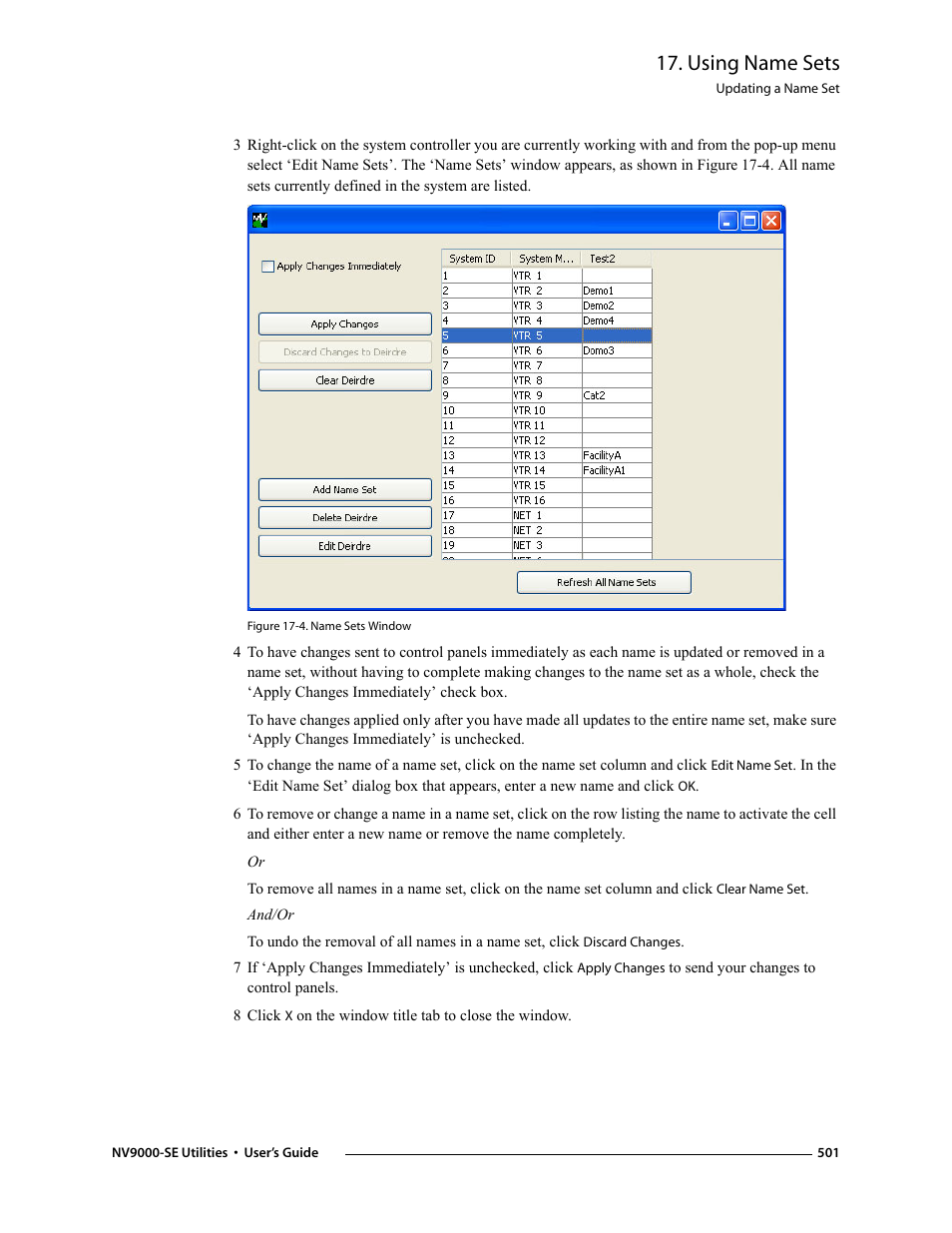 Using name sets | Grass Valley NV9000-SE v.3.0 User Manual | Page 521 / 590