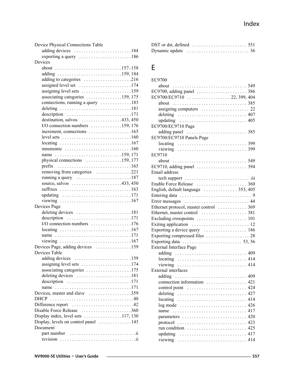 Index | Grass Valley NV9000-SE v.3.0 User Manual | Page 577 / 590