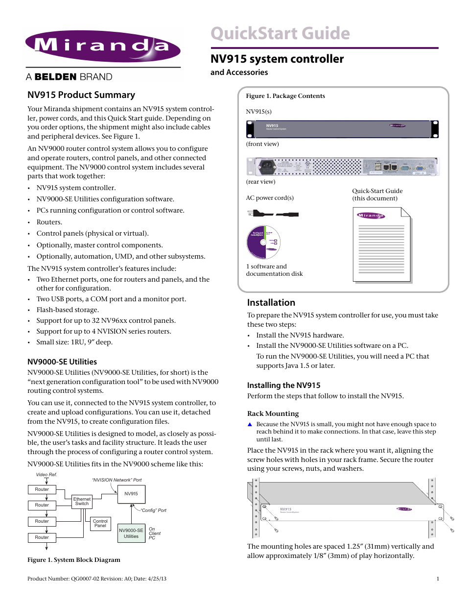 Grass Valley NV915 Apr 25 2013 User Manual | 4 pages