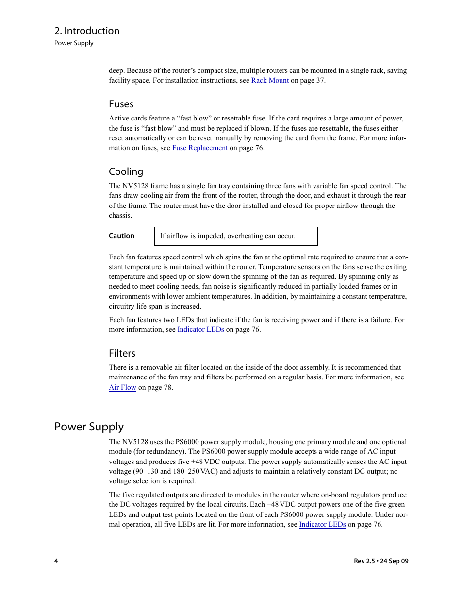 Fuses, Cooling, Filters | Power supply, Fuses cooling filters, Introduction | Grass Valley NV5128 v.2.5 User Manual | Page 14 / 114