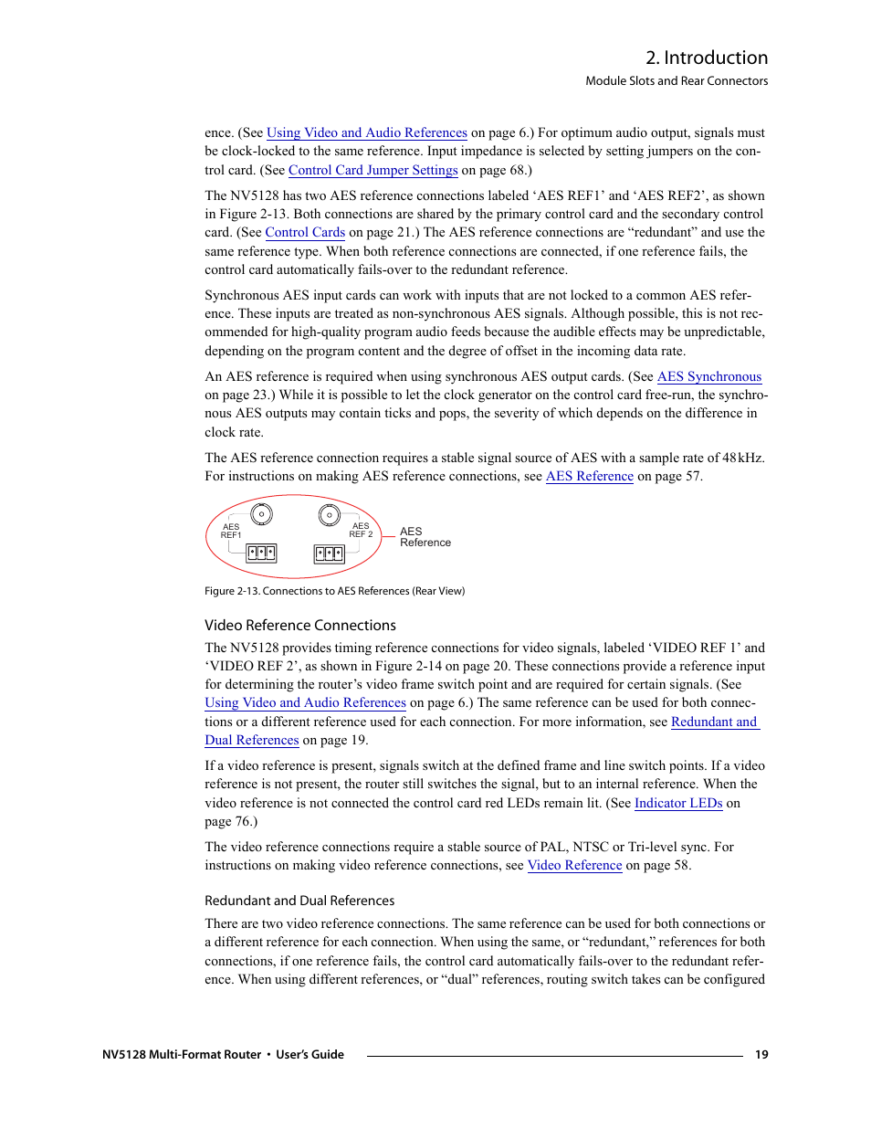 Video reference connections, Introduction | Grass Valley NV5128 v.2.5 User Manual | Page 29 / 114