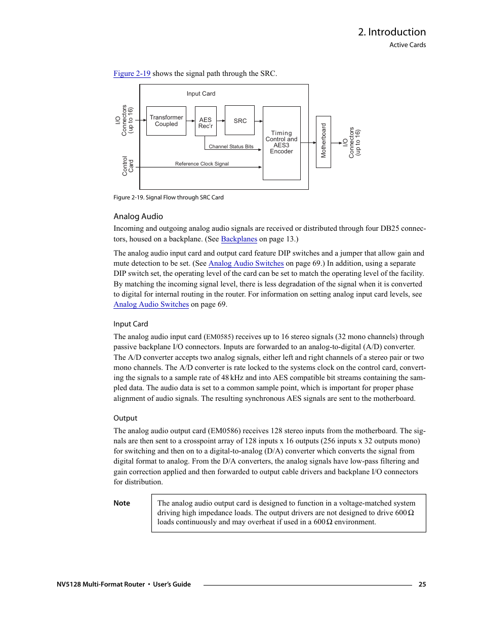 Analog audio, Introduction | Grass Valley NV5128 v.2.5 User Manual | Page 35 / 114