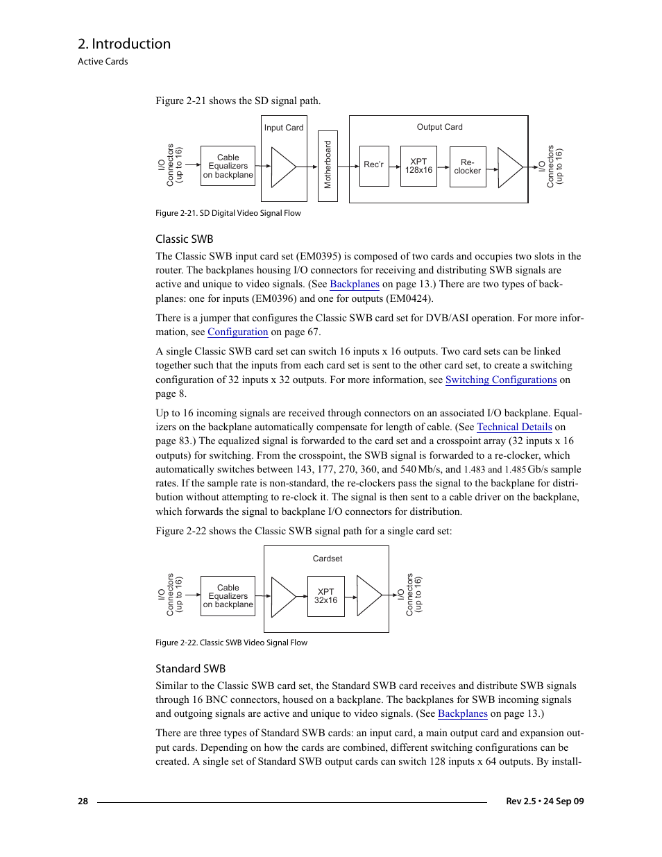 Classic swb, Standard swb, Classic swb standard swb | Architecture, see, Introduction | Grass Valley NV5128 v.2.5 User Manual | Page 38 / 114