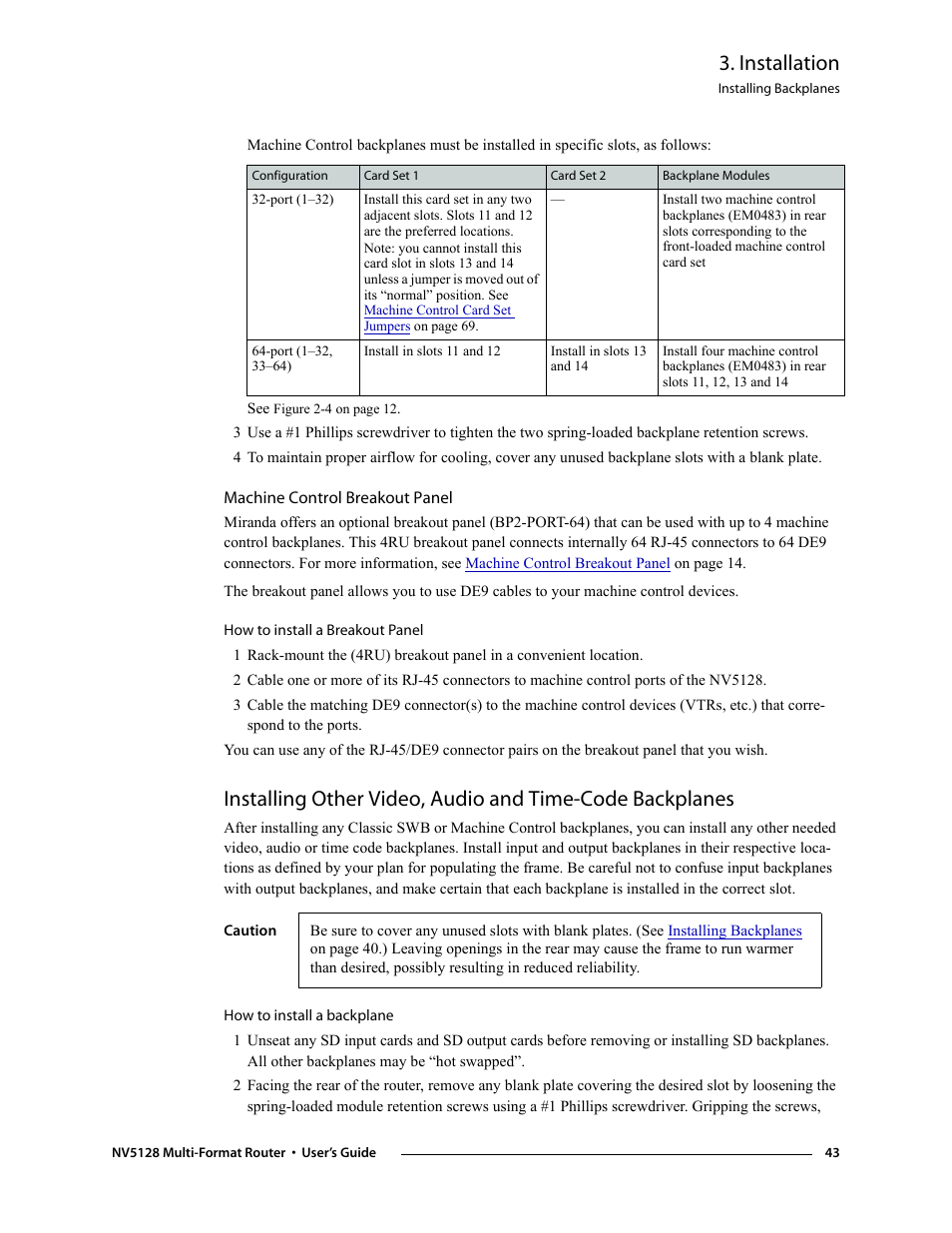 Machine control breakout panel, Machine con, Trol breakout panel | Installation | Grass Valley NV5128 v.2.5 User Manual | Page 53 / 114