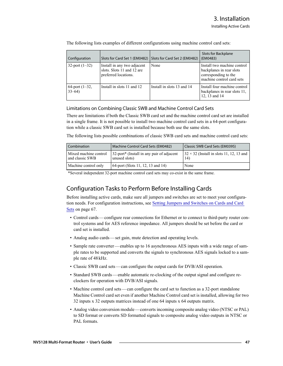 Installation | Grass Valley NV5128 v.2.5 User Manual | Page 57 / 114