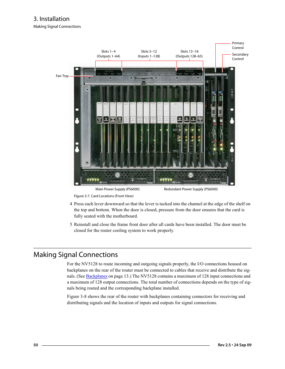Making signal connections, Installation | Grass Valley NV5128 v.2.5 User Manual | Page 60 / 114