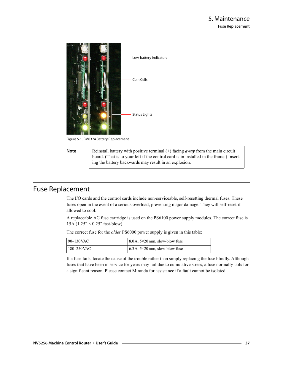Fuse replacement, Maintenance | Grass Valley NV5256 v.1.8 User Manual | Page 45 / 56