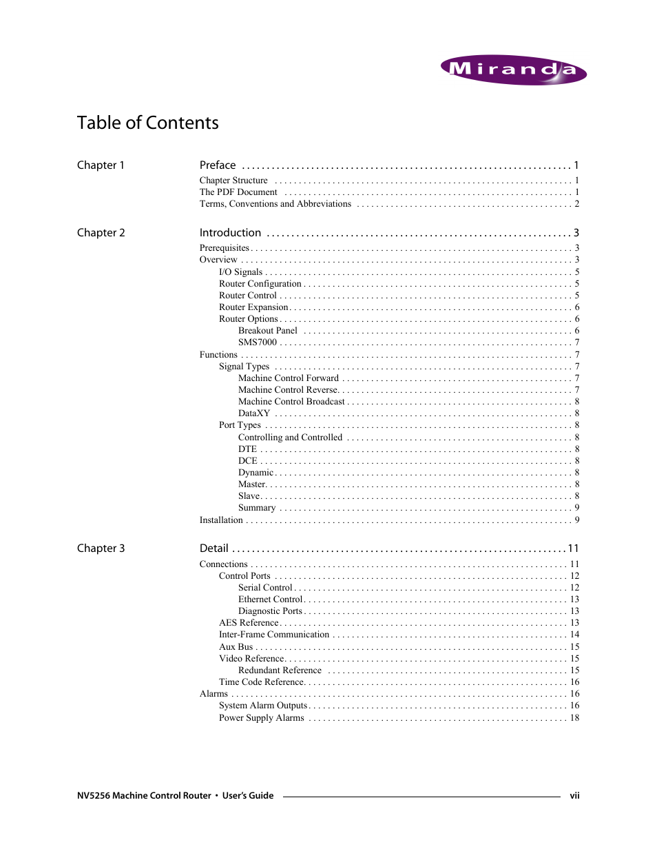 Grass Valley NV5256 v.1.8 User Manual | Page 7 / 56