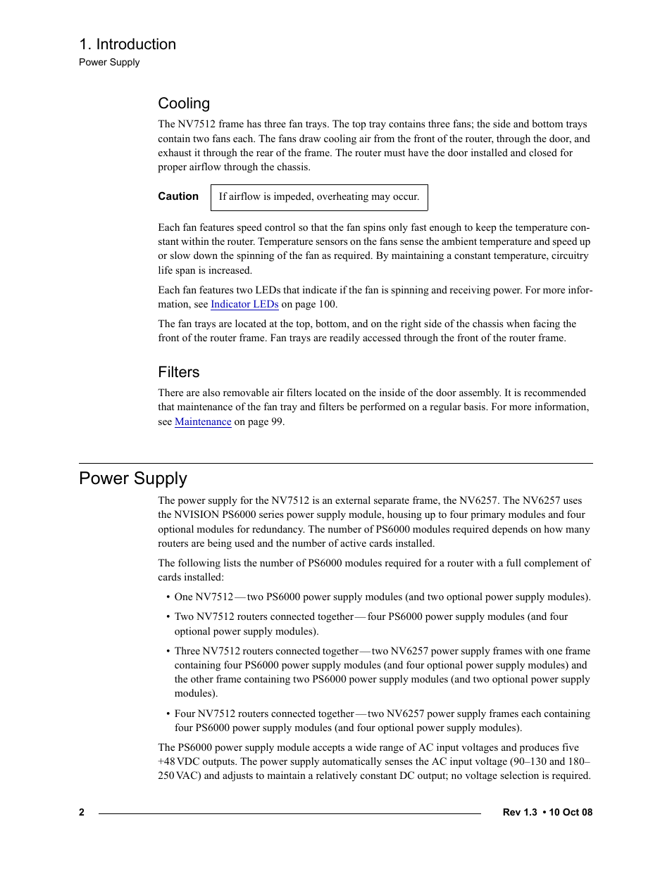 Cooling, Filters, Power supply | Cooling filters, Introduction | Grass Valley NV7512 v.1.3 User Manual | Page 12 / 130