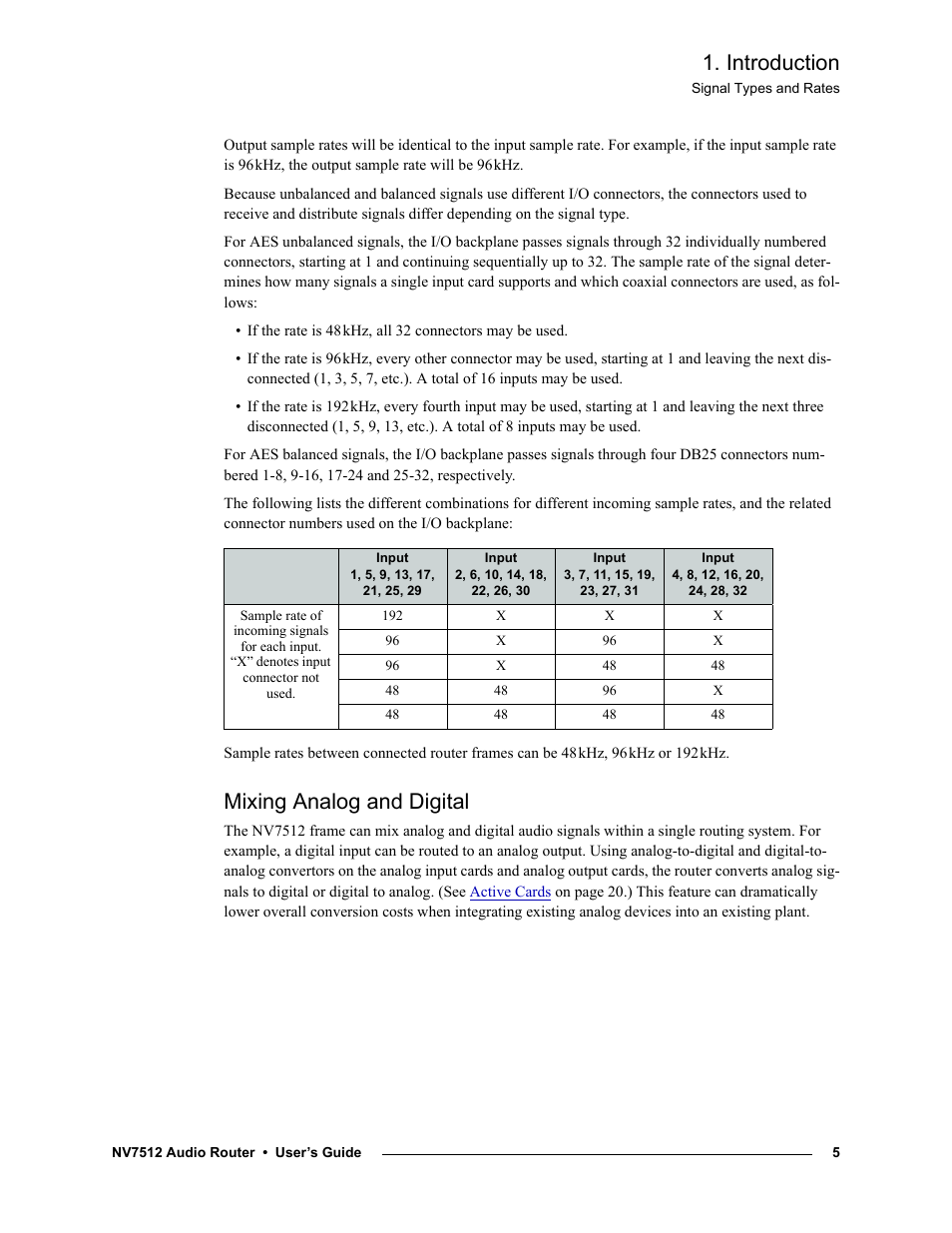 Mixing analog and digital, Introduction | Grass Valley NV7512 v.1.3 User Manual | Page 15 / 130