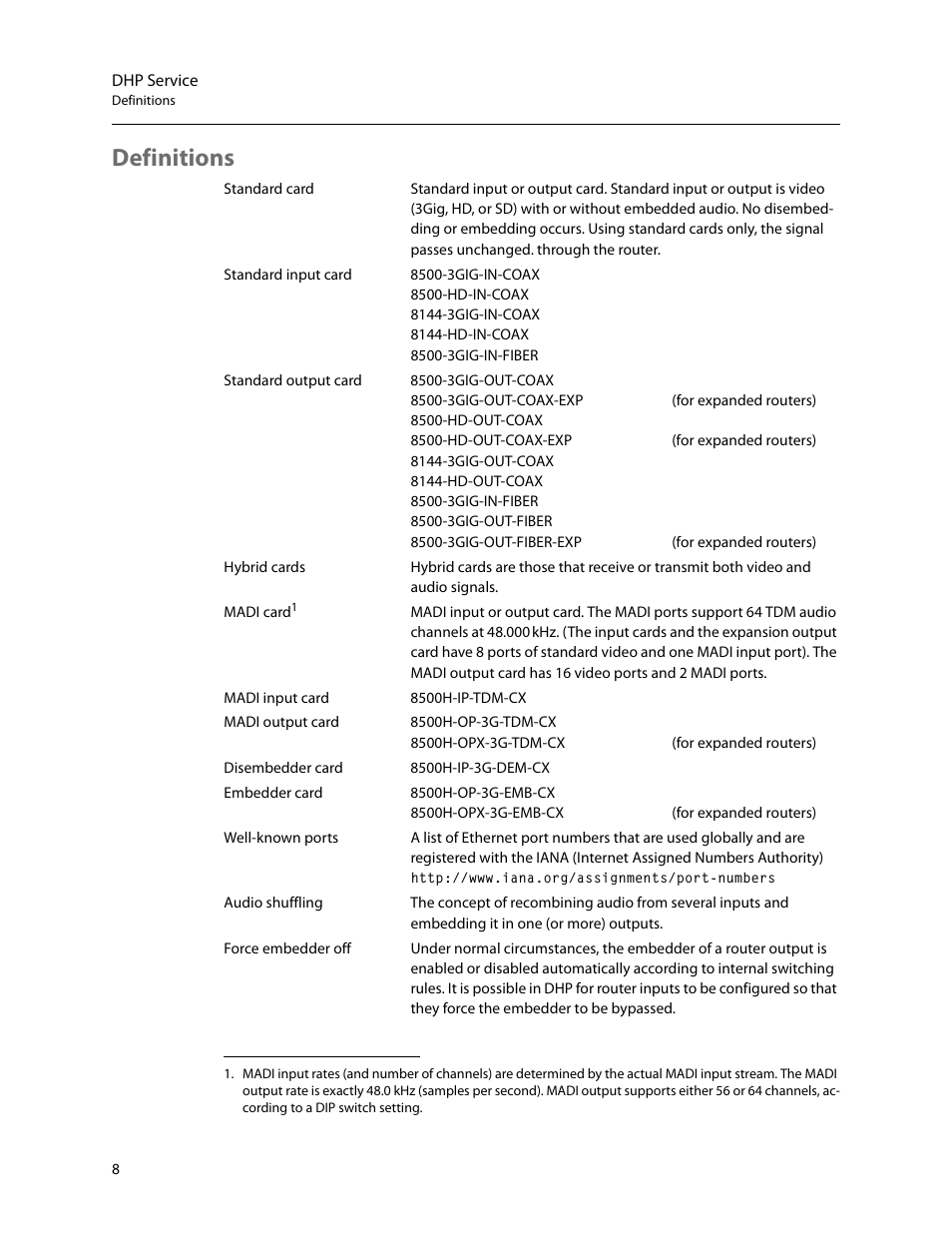Definitions | Grass Valley DHP v.1.1 User Manual | Page 16 / 66