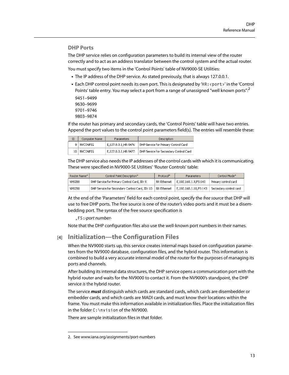 Initialization-the configuration files, Dhp ports, Initialization—the configuration files | Initialization—the, Configuration files | Grass Valley DHP v.1.1 User Manual | Page 21 / 66