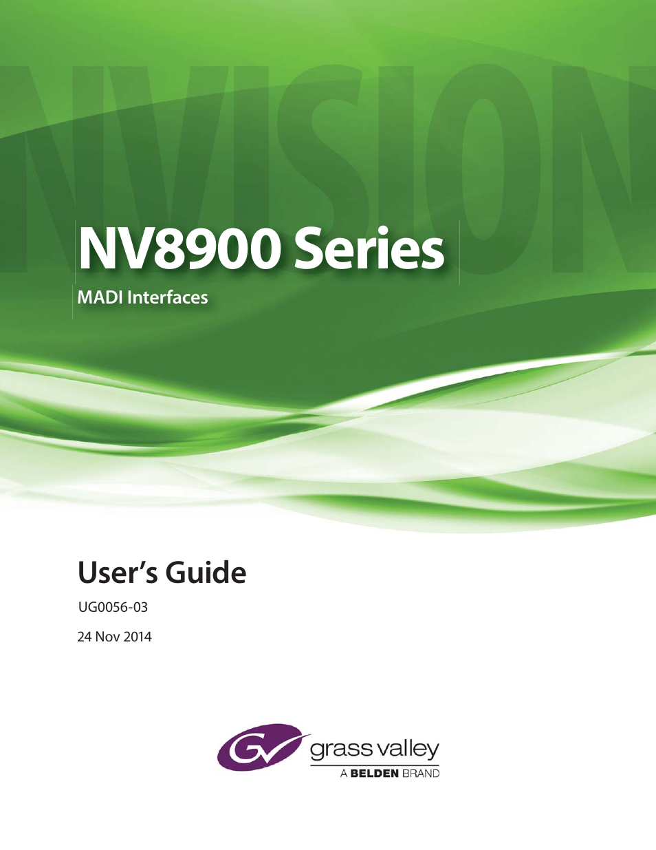 Grass Valley NV8900 Series v.1.3 User Manual | 44 pages