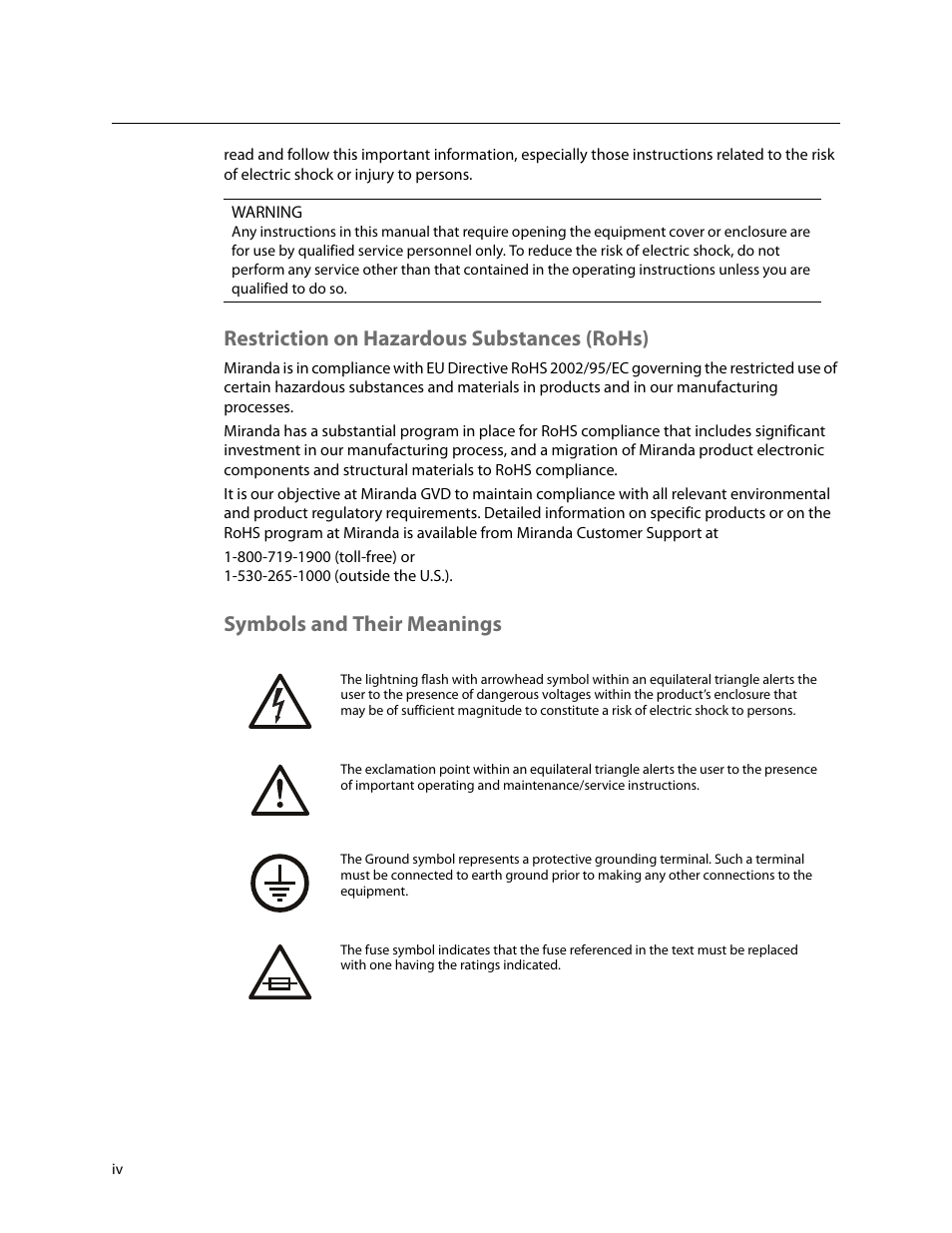 Restriction on hazardous substances (rohs), Symbols and their meanings | Grass Valley NV8900 Series v.1.3 User Manual | Page 4 / 44