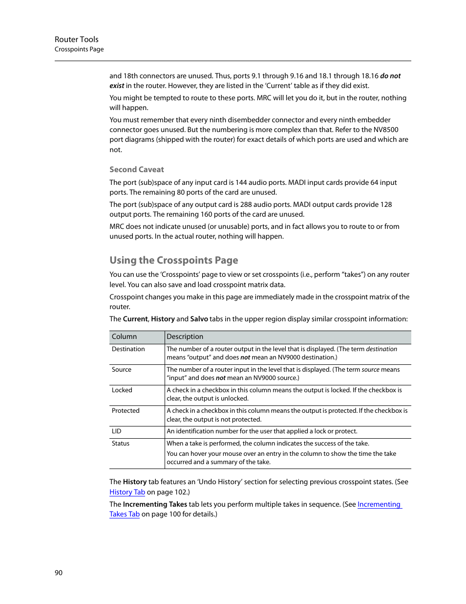 Using the crosspoints page | Grass Valley MRC v.1.2 User Manual | Page 100 / 186
